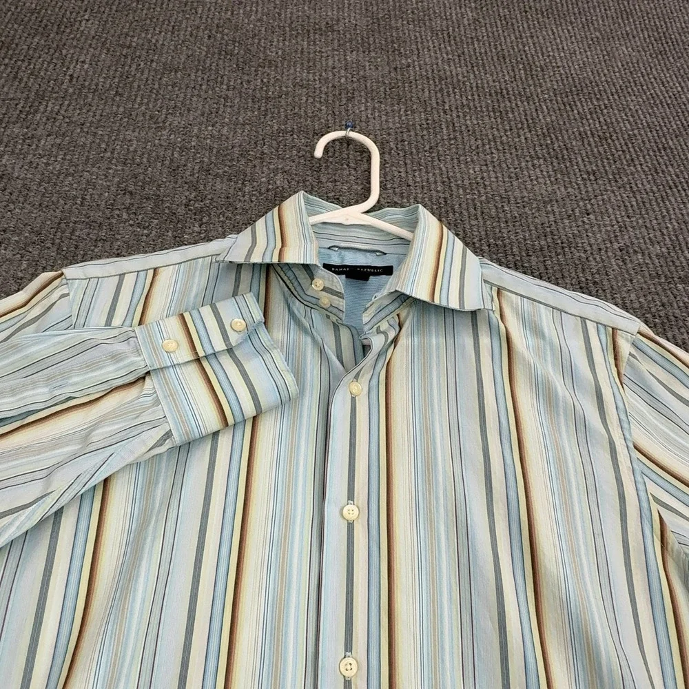 Banana Republic Button Up Mens M Blue Striped Long Sleeve Casual Office Style